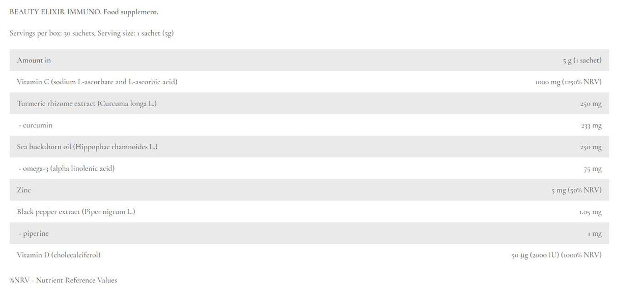 Beauty Elixir Immuno | Liposomal Technology - 5 grams - Nutra Best Europe