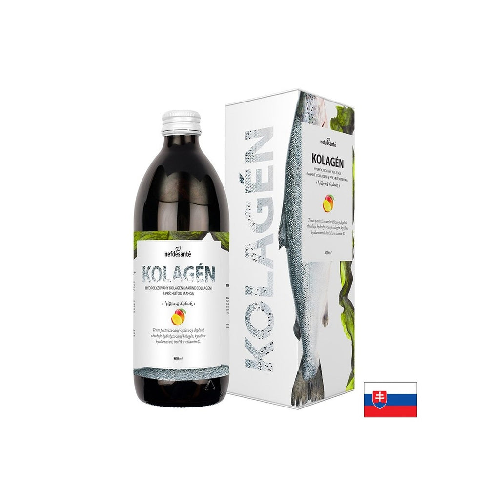 Marine Collagen, Hyaluronic Acid, Vit. C and Magnesium - Hair, Skin and Nails Formula, 500 ml, 16 doses (mango flavor) - Nutra Best Europe