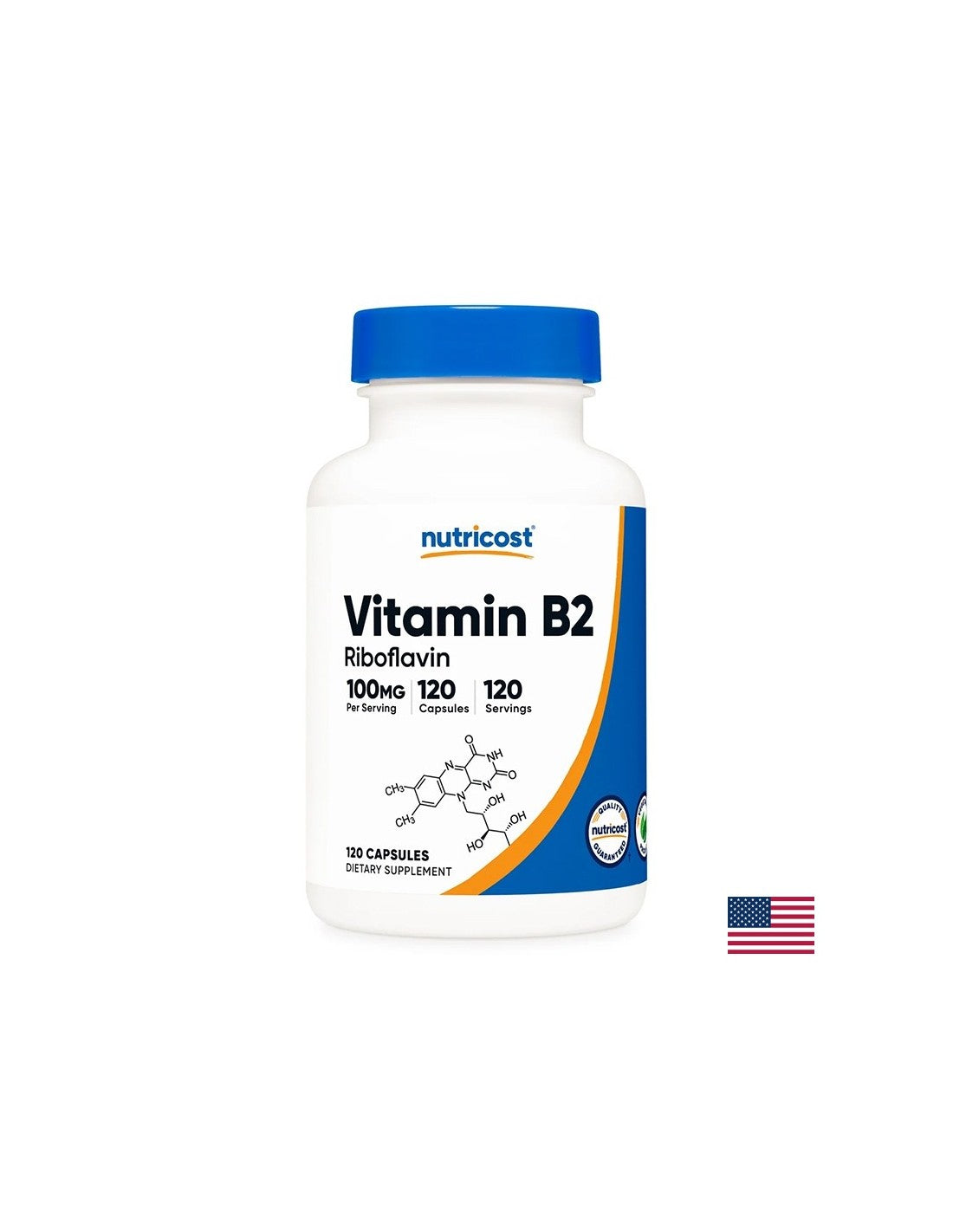 Cellular energy and tone - Vitamin B2 (riboflavin), 100 mg x 120 capsules - Nutra Best Europe