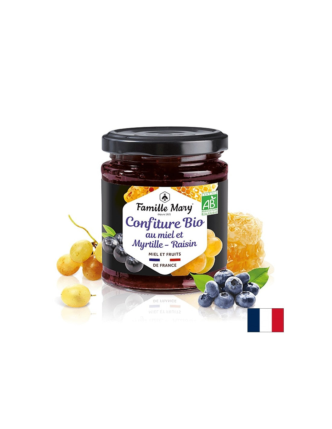 Jam from organic honey, blueberries and grapes, 220 g - Nutra Best Europe