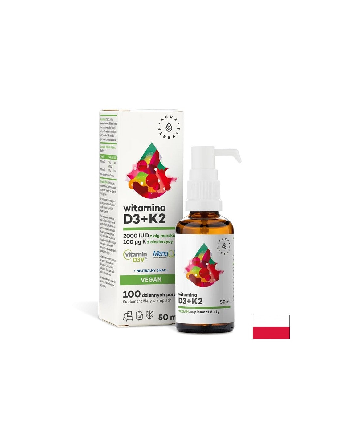 Bones and joints - Vitamin D3 + K2 (vegan formula), 50 ml drops - Nutra Best Europe
