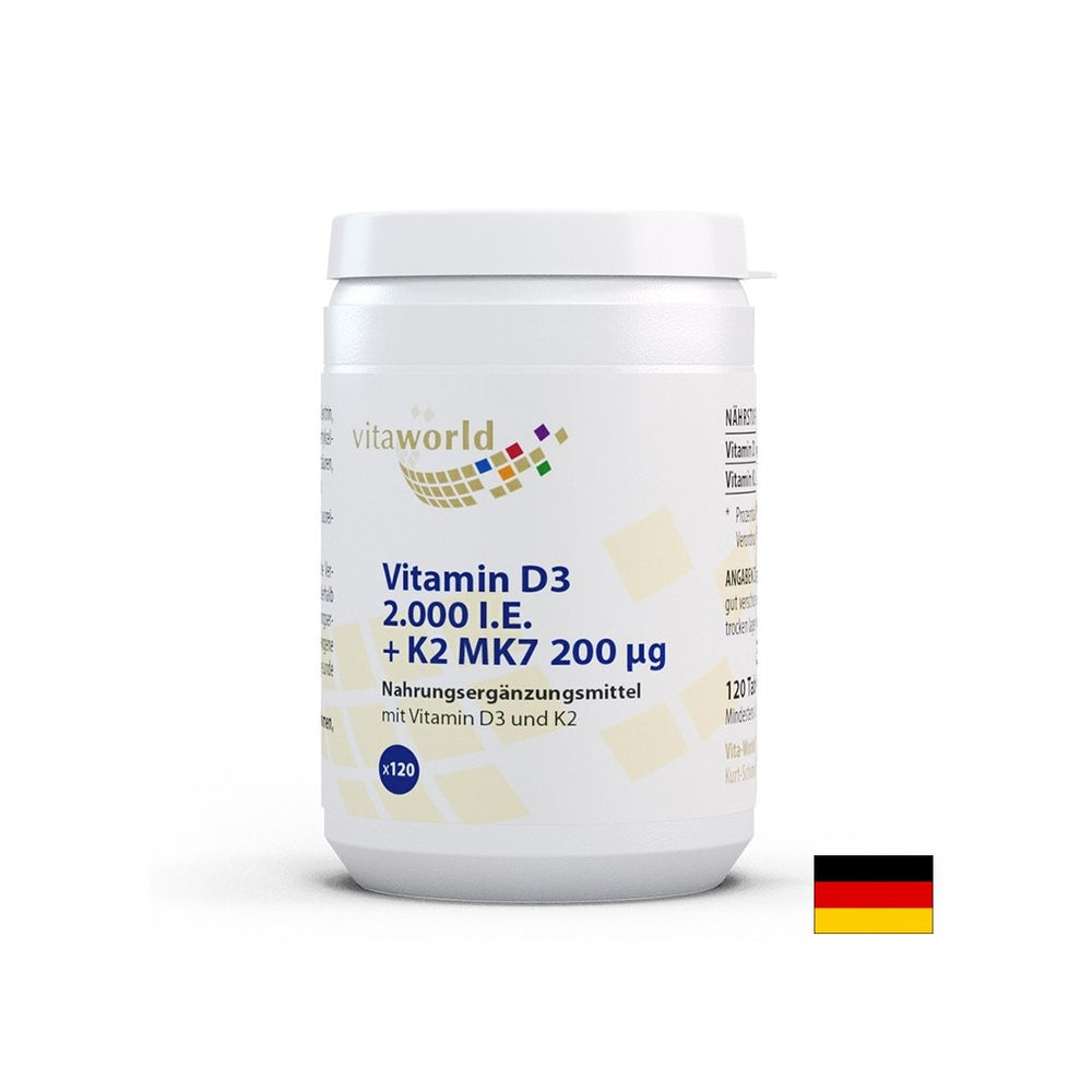 Bone system - Vitamin D3 50 µg + K2 MK7 200 µg, 120 tablets - Nutra Best Europe