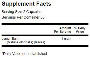 Full Spectrum Lemon Balm 60 capsules - Nutra Best Europe