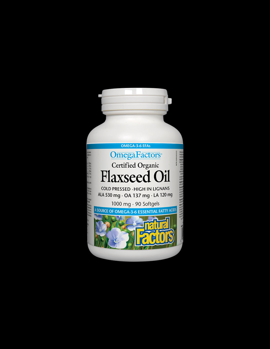Flaxseed Oil - Flaxseed Oil 1000 mg, 90 softgel capsules Natural Factors - Nutra Best Europe