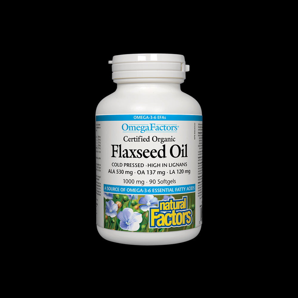 Flaxseed Oil - Flaxseed Oil 1000 mg, 90 softgel capsules Natural Factors - Nutra Best Europe