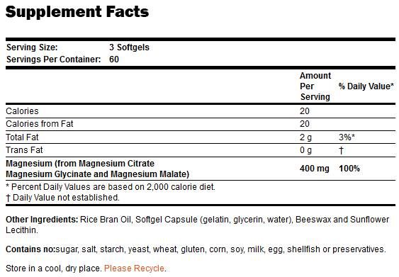 Magnesium Citrate Softgels - 180 Softgels - Nutra Best Europe