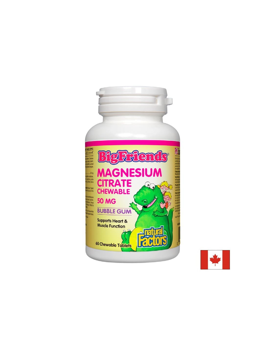 Magnesium Citrate Big Friends 50 mg - 60 Chewable Tablets - Nutra Best Europe