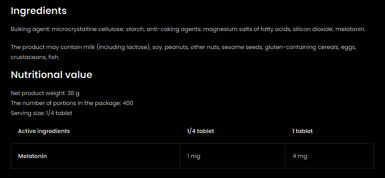 Melatonin 4k | Keep Sleep 4 mg 100 Tablets - Nutra Best Europe