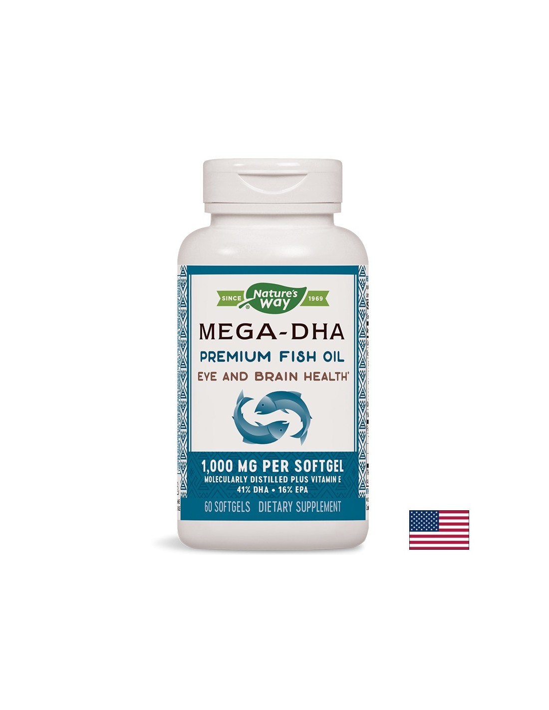 Mega-DHA Fish Oil 1000 mg - 60 capsules - Nutra Best Europe