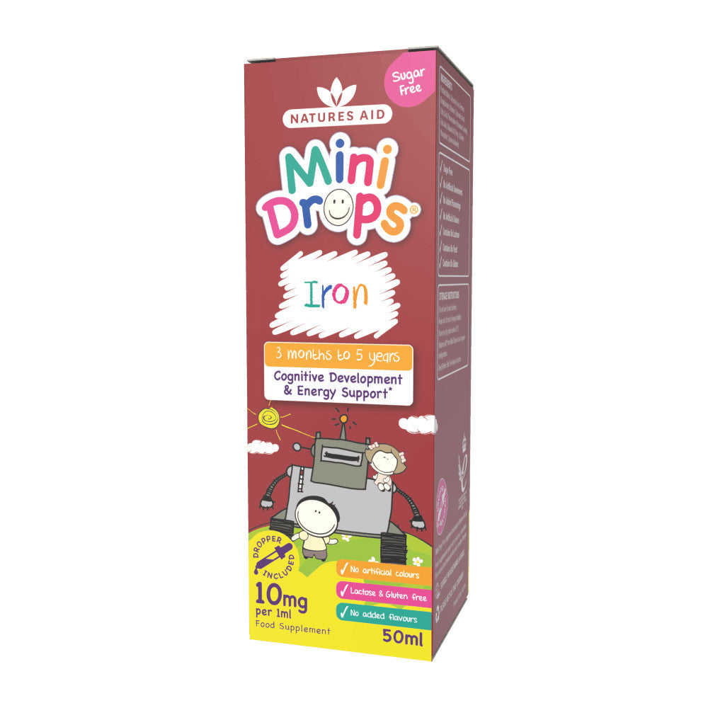 Vas + C-vitamin + B12-vitamin + folsav csepp gyermekeknek (Mini Drops Iron) 50 ml NaturesAid