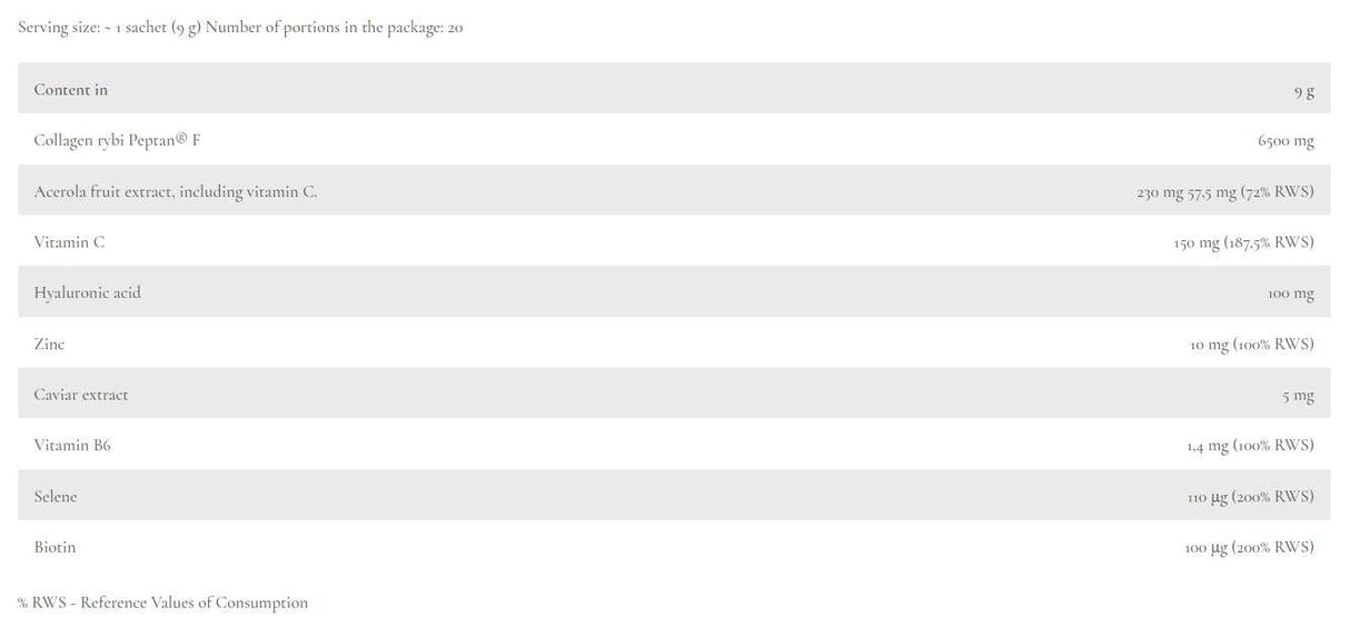 Beauty Elixir | Caviar Collagen - Sachets - 20 x 9 grams - Nutra Best Europe