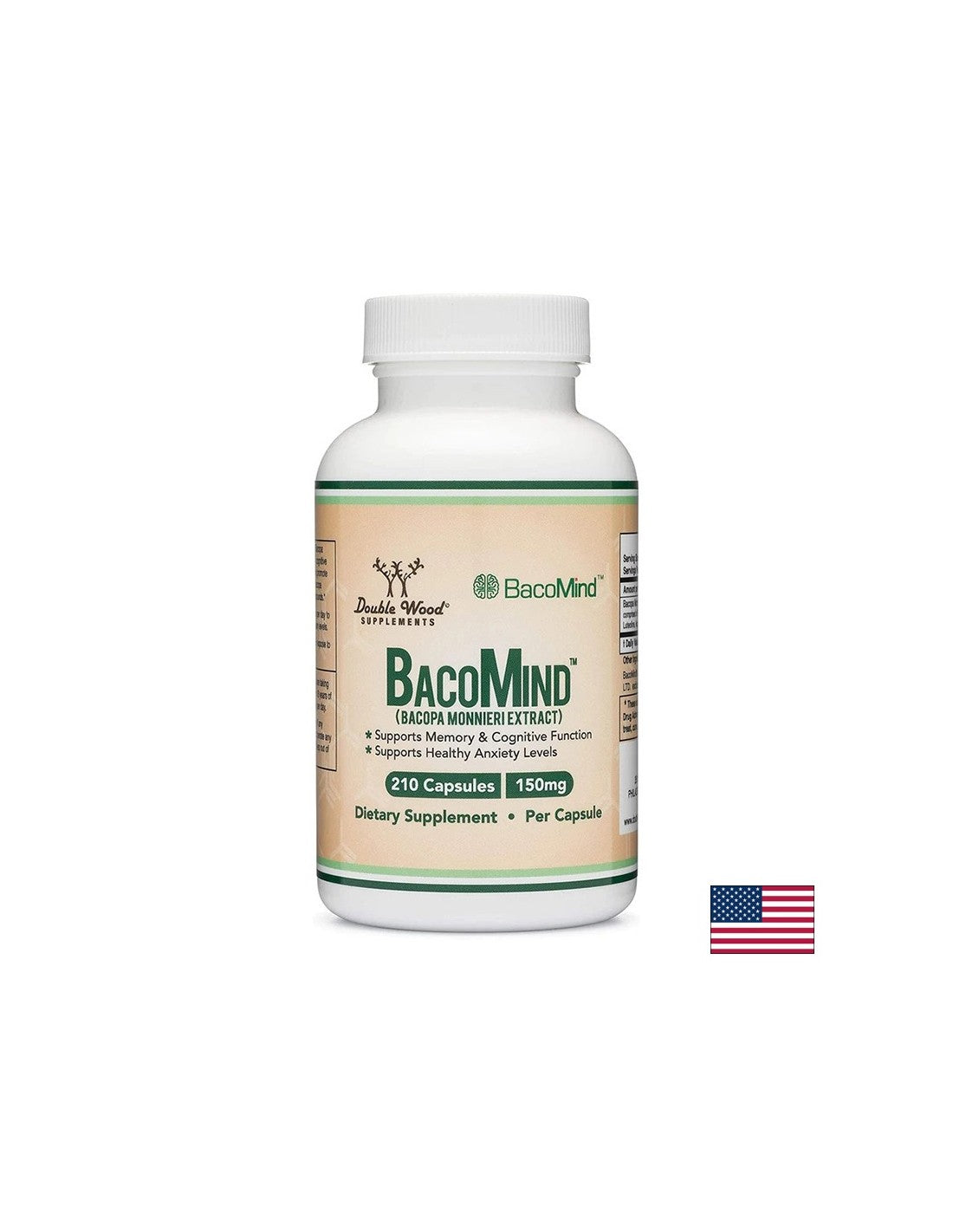 Brain function - Bacopa Monieri BacoMind™, 210 capsules Double Wood - Nutra Best Europe