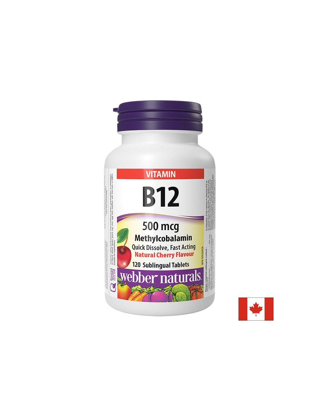 Energy, Nervous System, Brain Function - Vitamin B12, 500 µg, 120 Sublingual Tablets - Nutra Best Europe