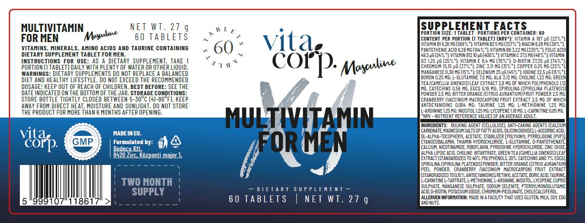 Masculine MultiVitamin for Men - 60 Tablets - Nutra Best Europe