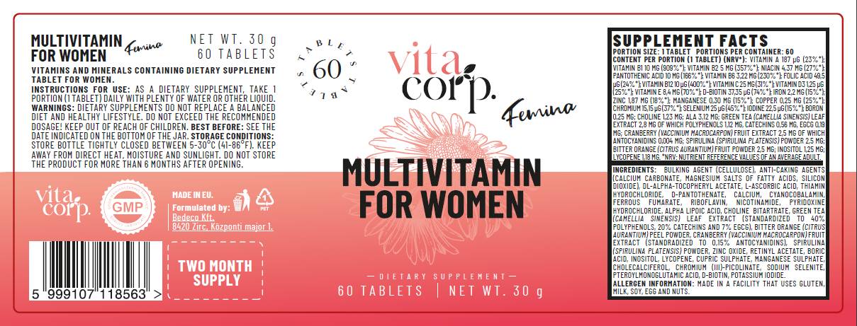 Femina MultiVitamin for Women - 60 Tablets - Nutra Best Europe