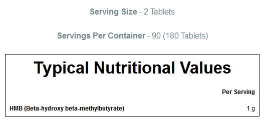 100% HMB Amino Acid - 180 Tablets - Nutra Best Europe