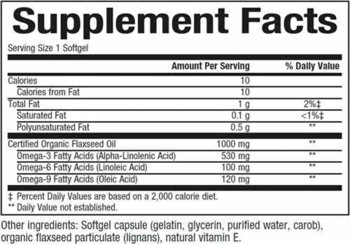 Certified Organic Flaxseed Oil - 90 Gel capsules - Nutra Best Europe