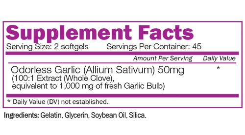 Odorless Garlic - 90 Gel capsules - Nutra Best Europe