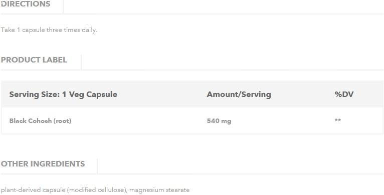 Black Cohosh Root 540mg - 100 capsules - Nutra Best Europe