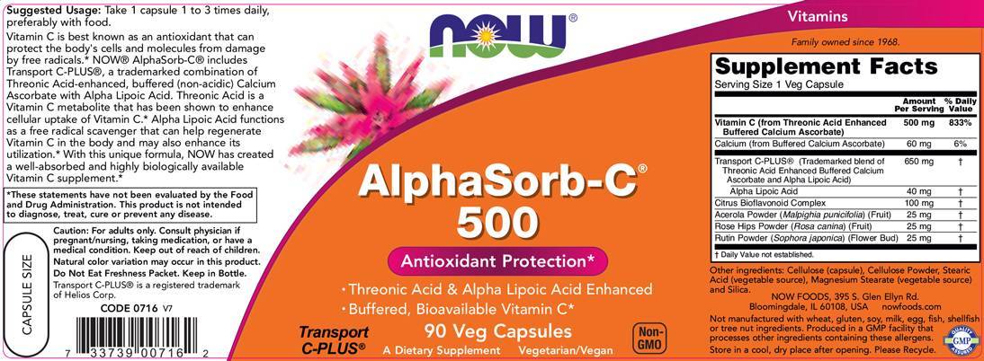 AlphaSorb-C 500 mg - 180 capsules - Nutra Best Europe