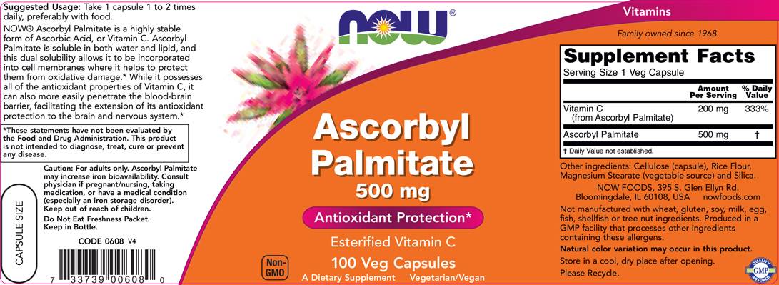 Ascorbyl Palmitate 500 mg - 100 capsules - Nutra Best Europe