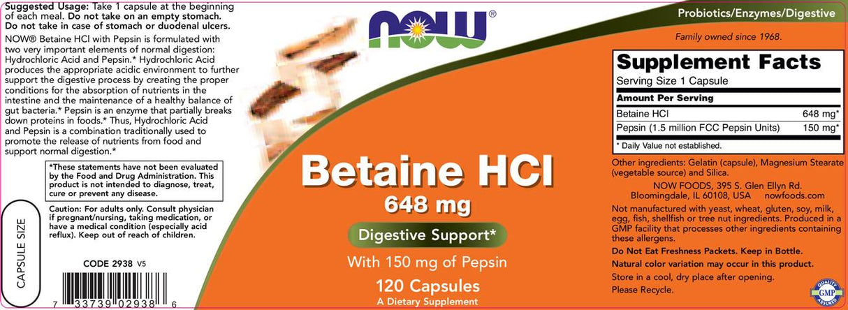 Betaine HCl 648 mg - 120 capsules - Nutra Best Europe