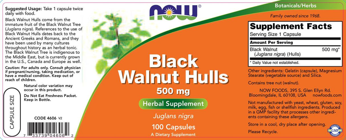 Black Walnut Hulls 500 mg - 100 capsules - Nutra Best Europe