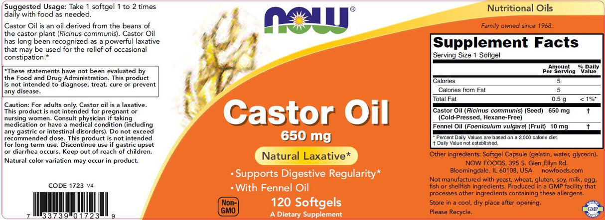 Castor Oil 650 mg - 120 Softgels - Nutra Best Europe