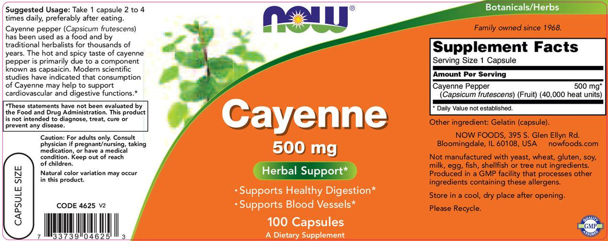Cayenne 500 mg - 100 capsules - Nutra Best Europe