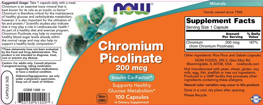 Chromium Picolinate 200 mcg - 100 capsules - Nutra Best Europe