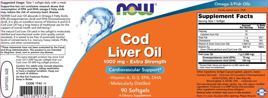 Cod Liver Oil 1000 mg - 90 Gel capsules - Nutra Best Europe
