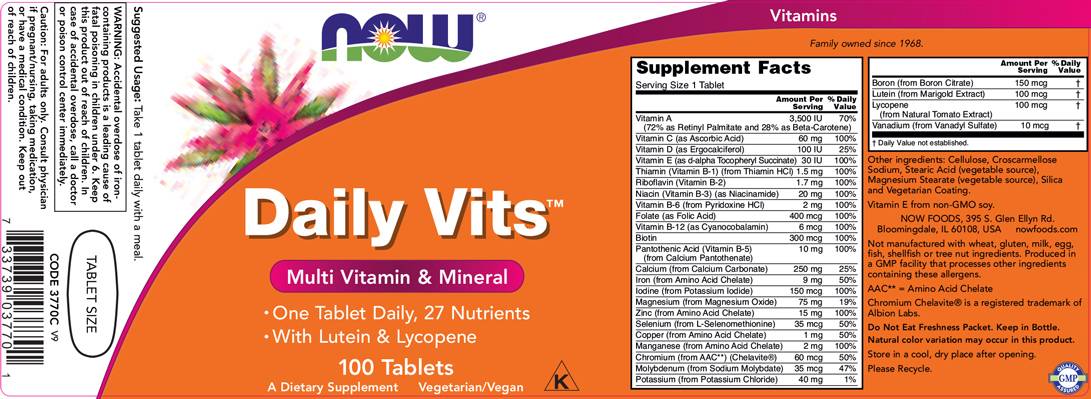 Daily Vits Multi - 100 Tablets - Nutra Best Europe