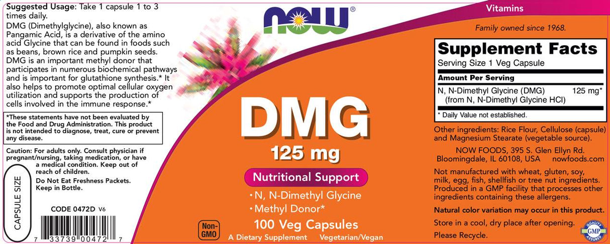 DMG 125 mg - 100 capsules - Nutra Best Europe