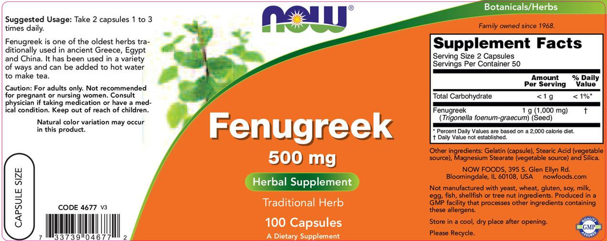 Fenugreek 500 mg - 100 capsules - Nutra Best Europe