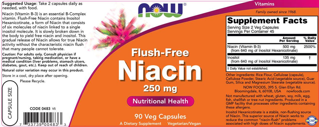 Flush-Free Niacin 250 mg - 90 capsules - Nutra Best Europe