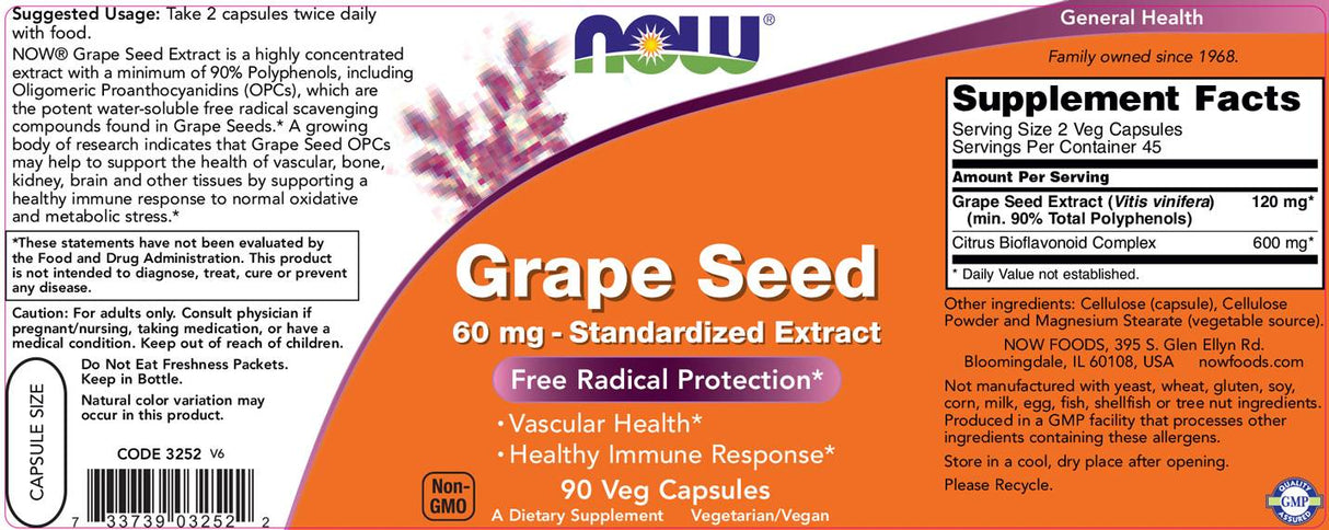 Grape Seed Antioxidant 60 mg - 90 capsules - Nutra Best Europe