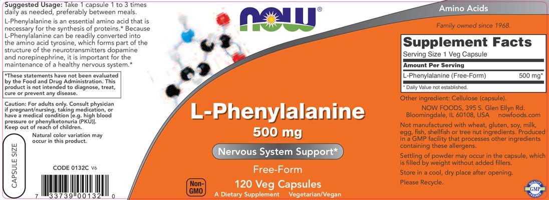 L-Phenylalanine 500 mg - 120 capsules - Nutra Best Europe