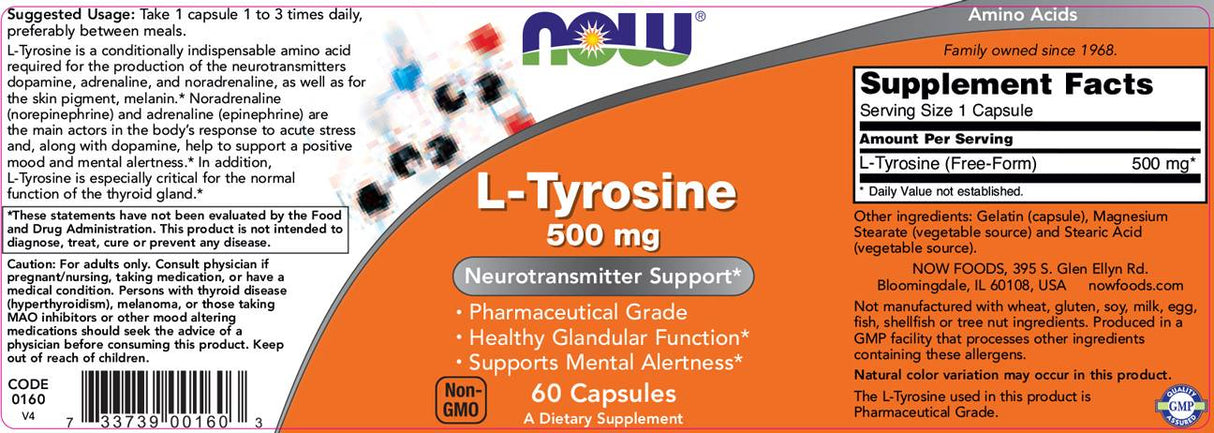 L-Tyrosine 500 mg - 60 capsules - Nutra Best Europe