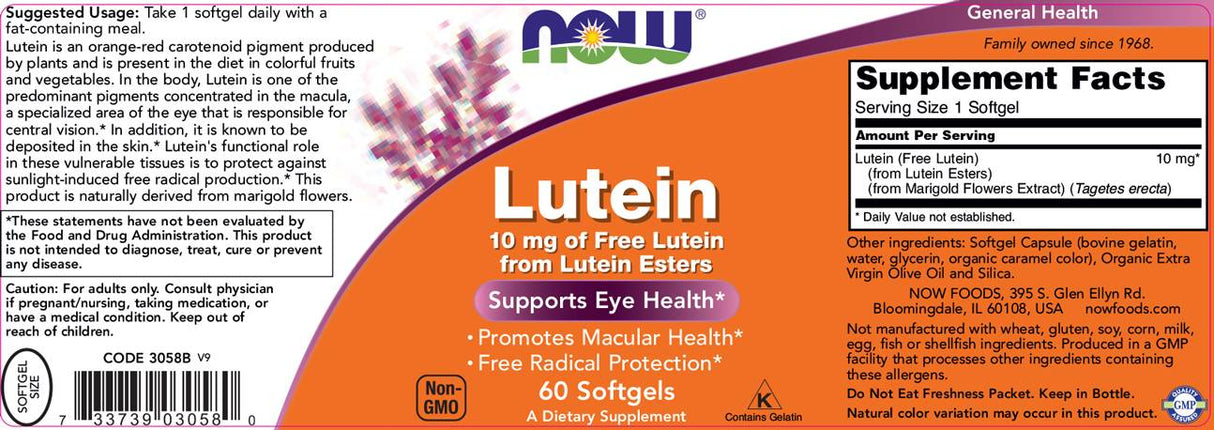 Lutein 10 mg Esters - 60 Softgels - Nutra Best Europe