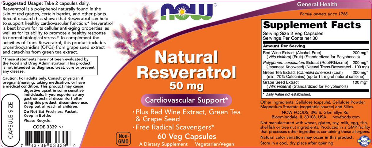 Natural Resveratrol 50 mg - 60 capsules - Nutra Best Europe