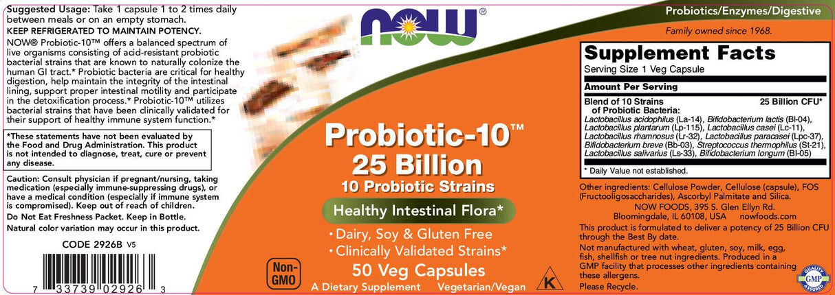 Probiotic-10 25 Billion - 50 capsules - Nutra Best Europe