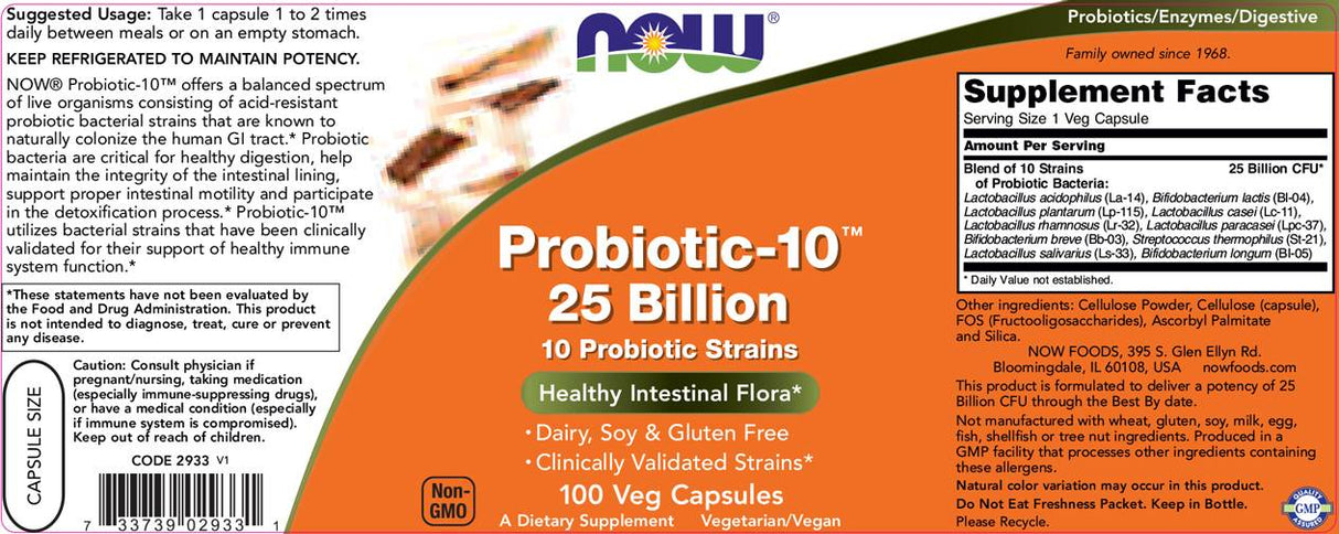 Probiotic-10 25 Billion - 100 capsules - Nutra Best Europe