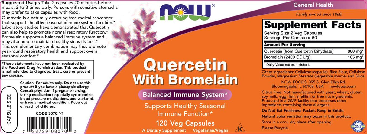 Quercetin with Bromelain - 120 capsules - Nutra Best Europe