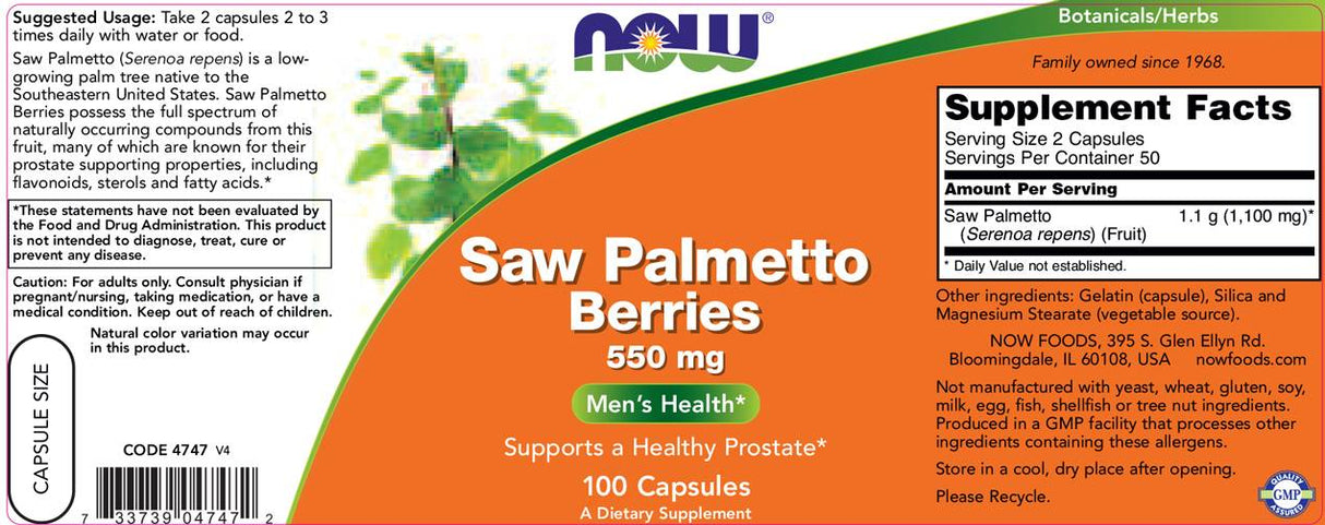 Saw Palmetto Berries 550 mg - 250 capsules - Nutra Best Europe