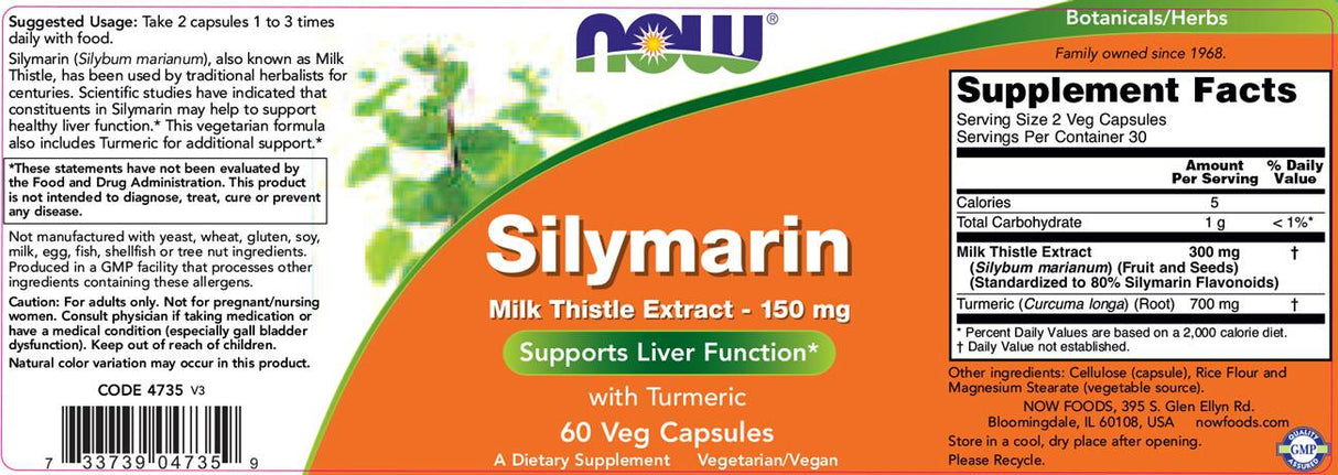 Silymarin Milk Thistle Extract 150 mg - 60 capsules - Nutra Best Europe