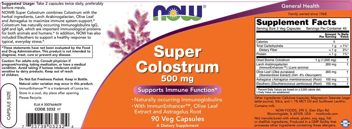 Super Colostrum - 500 mg - 90 capsules - Nutra Best Europe