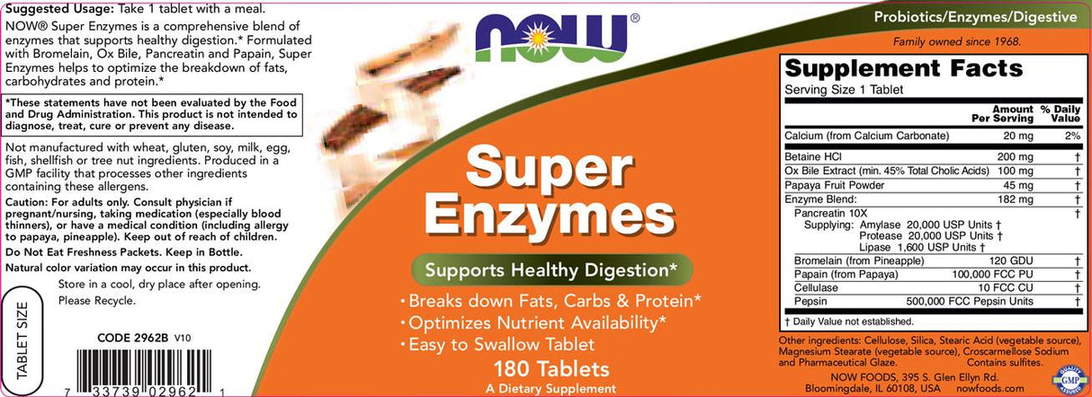 Super Enzymes - 180 Tablets - Nutra Best Europe