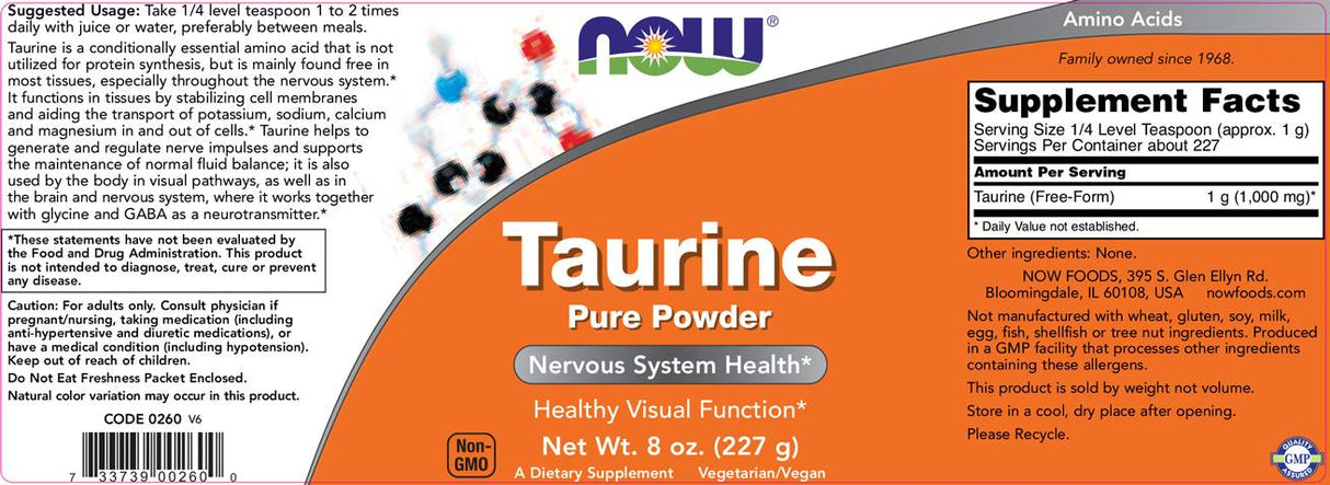 Taurine Powder - 227 grams - Nutra Best Europe