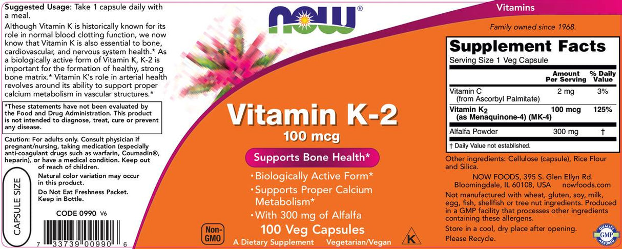 Vitamin K-2 100 mcg - 250 capsules - Nutra Best Europe