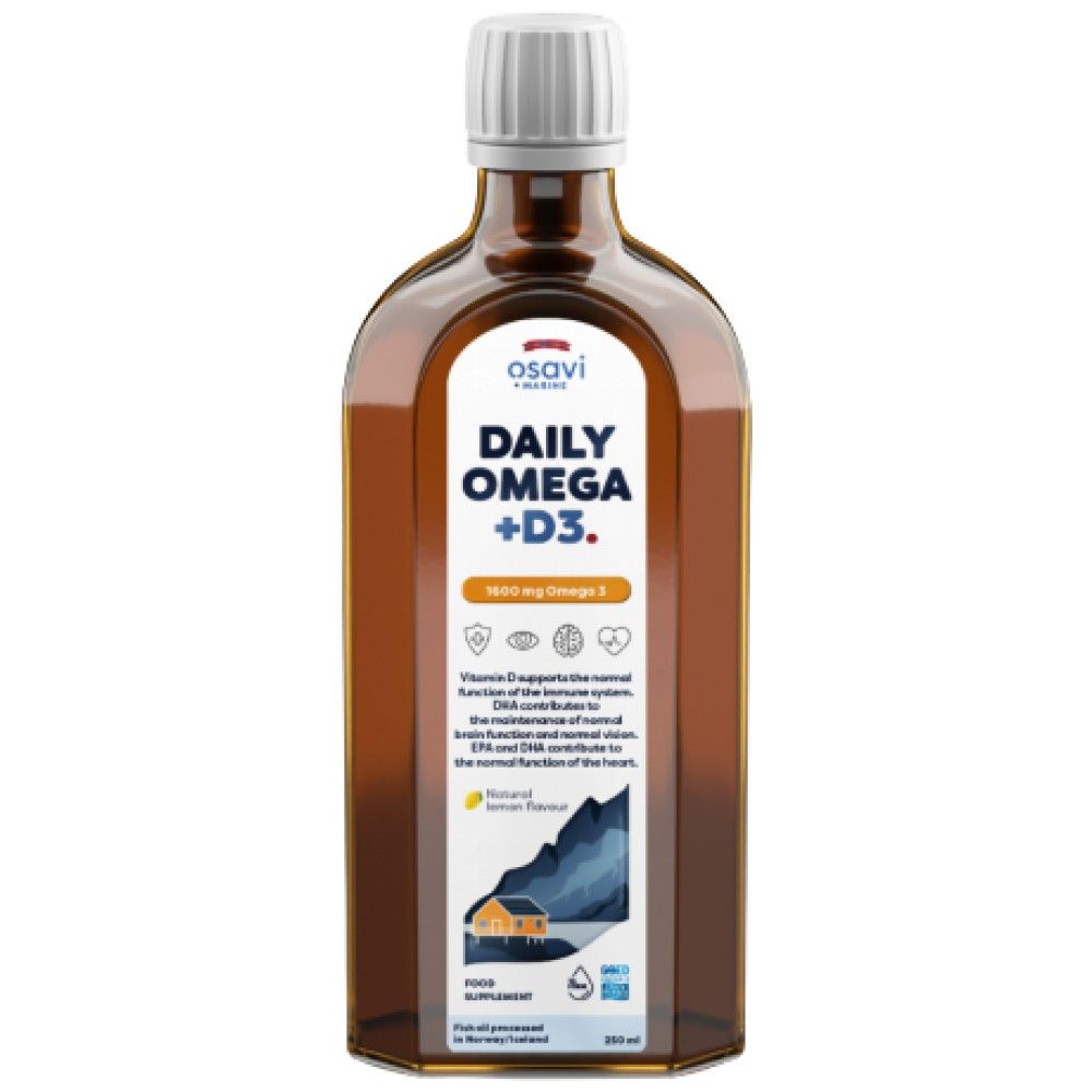 Daily Omega + D3 Liquid | Natural Lemon Flavored - 250 ml - Nutra Best Europe